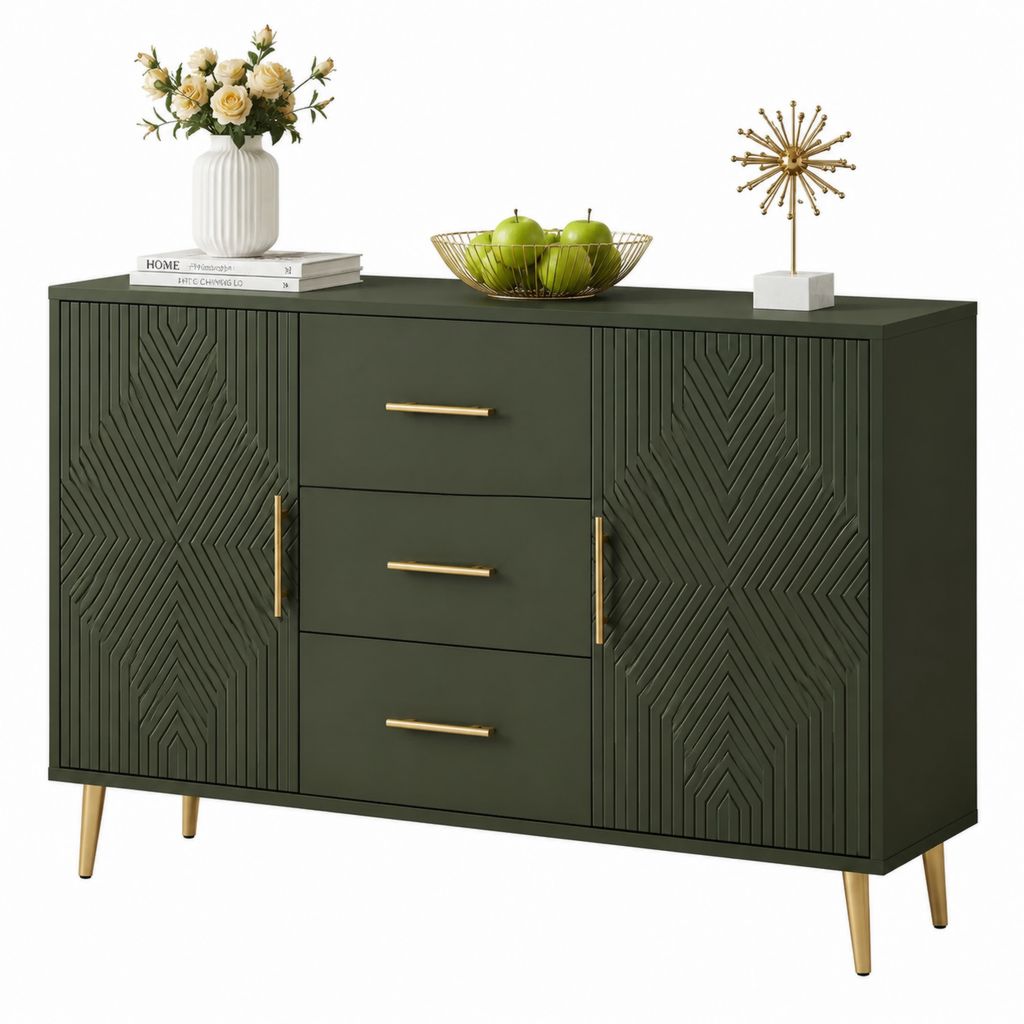 Buffet de salle à manger vert foncé en MDF rectangulaire 160 x 40 x 85 cm