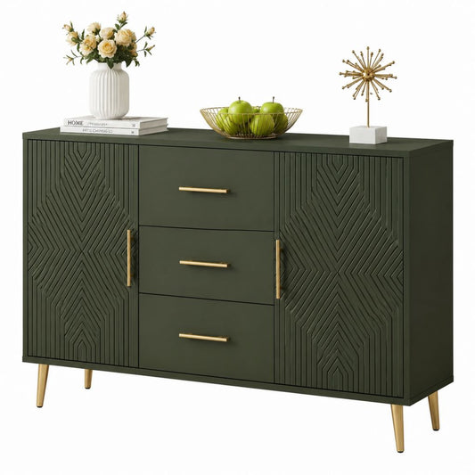 Buffet de salle à manger vert foncé en MDF rectangulaire 160 x 40 x 85 cm