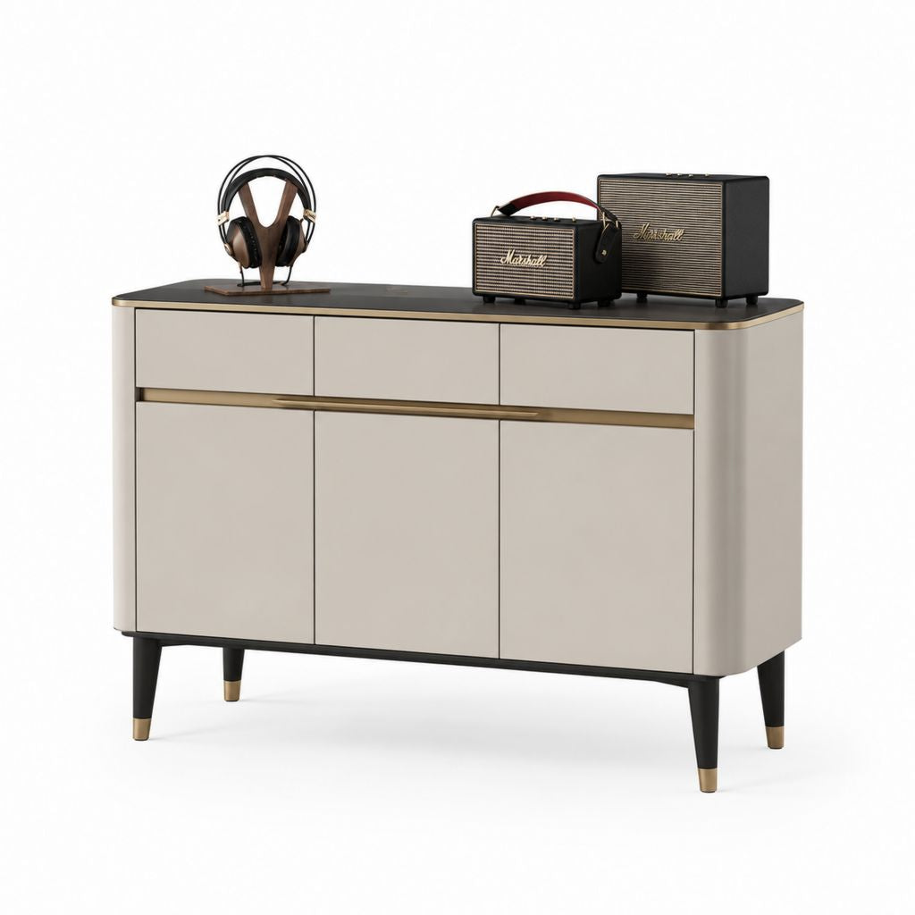 Buffet de rangement beige et noir en panneaux MDF 120 x 40 x 85 cm