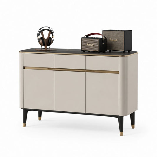 Buffet de rangement beige et noir en panneaux MDF 120 x 40 x 85 cm